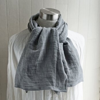秋冬 ふっくらリネンの手ぬぐい　ミニストール グレー　ダブルガーゼ