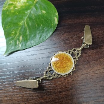 しっかりしたストールクリップ陶器  羽織留め 羽織紐 柚子色と蜜柑色の間 ハンドメイド No.430