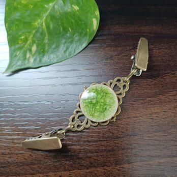 しっかりしたストールクリップ陶器  羽織留め 羽織紐 ライトグリーン(黄緑) ハンドメイド No.871