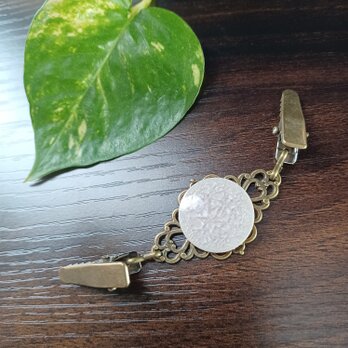 しっかりしたストールクリップ陶器  羽織留め 羽織紐 うすピンク色 ハンドメイド No.432