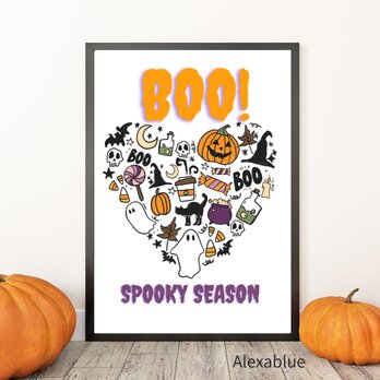 BOO！Pumpkin Party｜かわいいハロウィンポスター  秋インテリアポスター