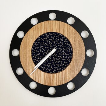 甲州印伝クロック 大型：とんぼ青・白 No.L1011