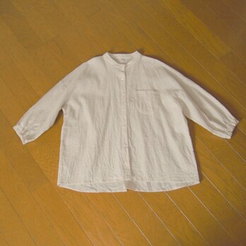 綿麻の8分袖ブラウス　生成り