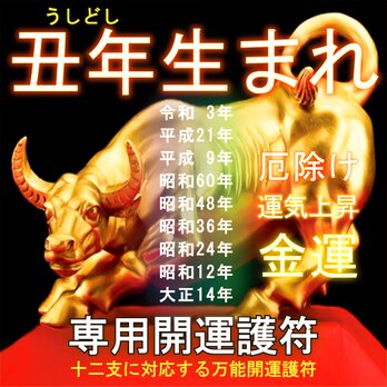 【丑(うし)年生まれ専用・干支守護符】※神獣と干支の気で、あらゆる願い事が叶う！※御守り ※護符 ※厄除け ※縁起物 ※開運