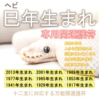 【巳(へび)年生まれ専用秘儀】神獣と干支の気であらゆる願い事が叶う・開運大運を招く干支守護・御守り・護符・厄除け・縁起物