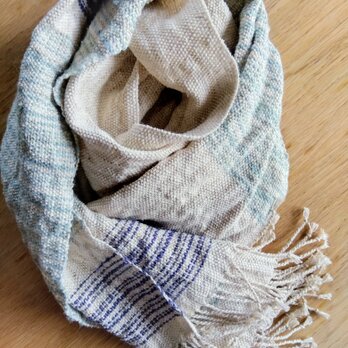 【手織り】シルク紬糸とリネンのストール#02