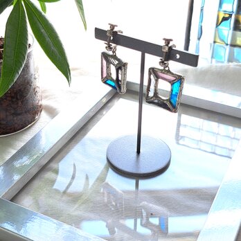 Frame pierce/earring _aurorablue＆pink_