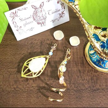 アラビアン✿エジプト ホワイトポストピアス香水瓶❀ホワイトピンク No.841