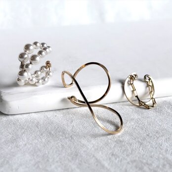 【期間限定】【秋の福袋No.4】イヤーカフ3点セット　Flame &cross pearl &box chain