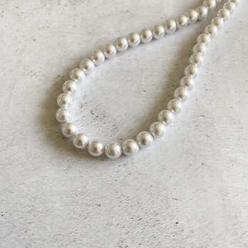 Pearls Necklaces グレイッシュ！ライトシルバーグイッシュホワイトパールネックレス♪6ｍｍ