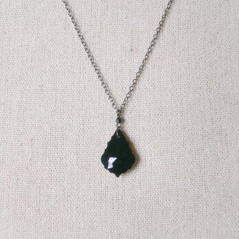 大粒ブラッククリスタルトップのロングネックレス