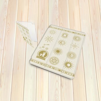 手帳型 iPadケース 【バックカバー：ハードタイプ】片面印刷/カメラ穴有【Usagi&Stars（うさぎ＆スターズ）】