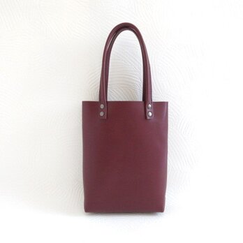 ☆新作☆《牛革》ぷっくり三角マチ♪BOXミニトート・スムース・ワイン・0535