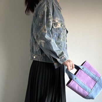 TOTE BAG -bicolor-(S) / lilac × celestblue