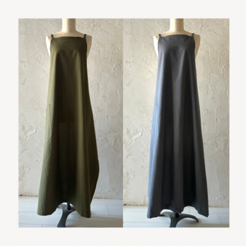 マキシ エプロン｜ khaki ＆ gray
