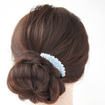 ヘアコーム 「 空色の花 」 つまみ細工 水色 青色 春 パステルブルー 和装 髪飾り  大人 お母さん 入学式 七五三