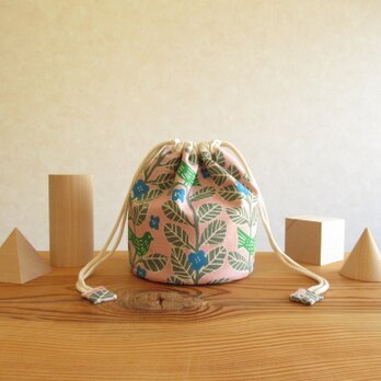 コロンとした小物入れ　鳥と青い花（大きいサイズ）