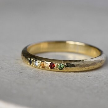 繋がる古色と光~ペリドット・ガーネット・シトリン・ダイアモンド・ブラックダイアモンド~