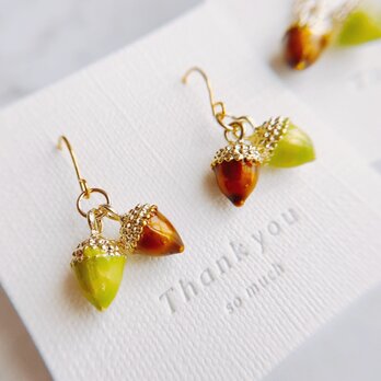 秋のどんぐりピアス　Acorn アレルギー対応