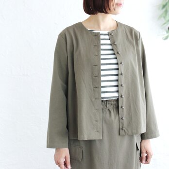 春から初夏まで ✦ 東炊きコットンのはおり（オリーブ）CO13　選べるボタン