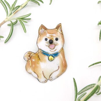 柴犬（2023B）の七宝焼ブローチ【受注制作】