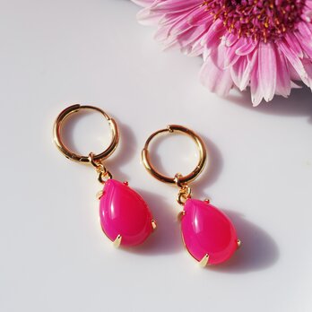 フーシャピンクカルセドニーピアス・サージカルステンレス　～フクシアの花