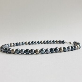 ガラスパールマルチカラーネックレス/約8mm約42cm/グレーmix/made in japan