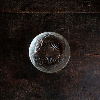 味のあるお品物◆アンティークプレスガラス小皿　古民家　古道具　骨董/antiques 大正〜昭和初期