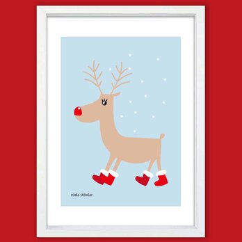 赤いブーツ　クリスマス　送料無料 　イラスト　A4〜A0　ポスター　アートポスター　アート/sei検索新着順　3781