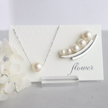 ＜フォーマル2点セット＞ シルバー×パールカーブ ブローチ×ネックレス