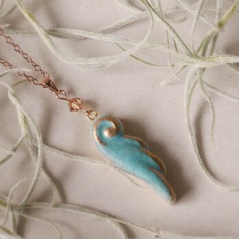 陶器ネックレス  小さな羽 no.20  turquoise