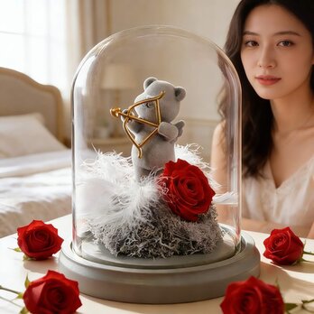 記念日 誕生日 花飾り・玄関飾り バラ 薔薇 ローズ、かわいいクマ、ブーケ、アレンジメント、プリザーブドフラワー、ドライフラワー