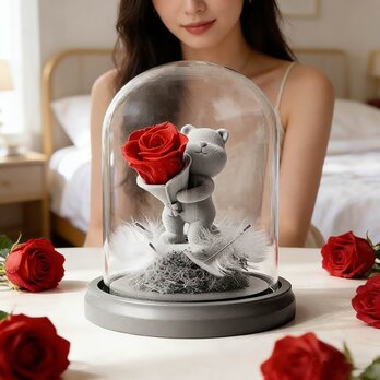 記念日 誕生日 花飾り・玄関飾り バラ 薔薇 ローズ、かわいいクマ、ブーケ、アレンジメント、プリザーブドフラワー、ドライフラワー
