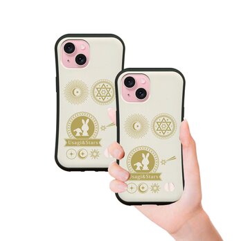 グリップケース iPhoneケース【Usagi&Stars(うさぎ&スターズ)】(名入れ可)