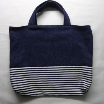 小さめバッグ【紺デニム✖️紺白ボーダー】