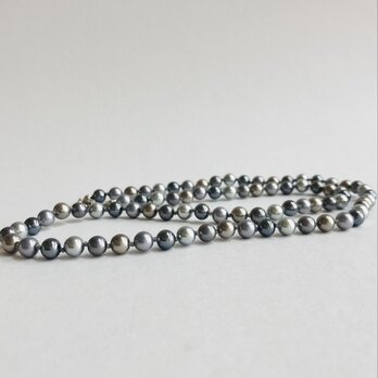 ガラスパールmixカラーオールノットマチネーネックレス/6mm約60cm/グレーmix/R/made in japan