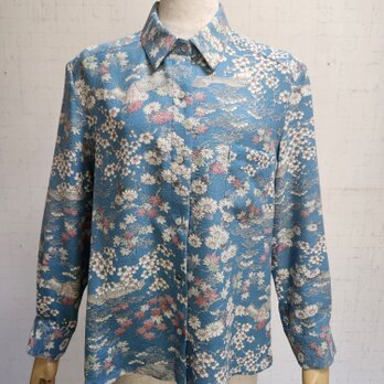 　着物リメイク　シャツブラウス