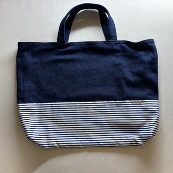 レッスンバッグ【紺デニム×紺白ボーダー細】のコピー