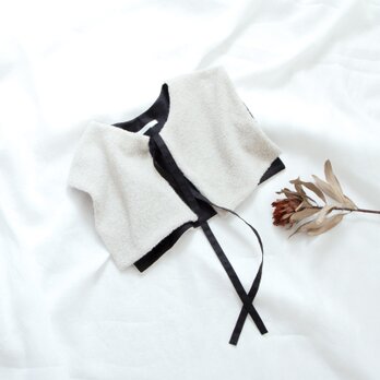 上質ウールボアスクエアつけ衿裏地付き/ライトベージュ