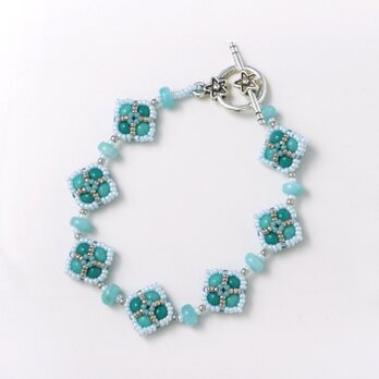 ひし形モチーフのブレスレット・ターコイズ・382-2