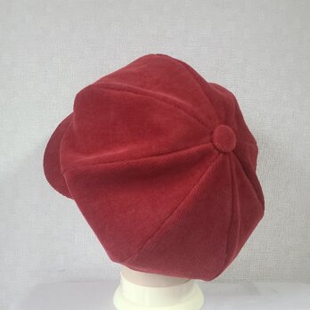 魅せる帽子☆【受注製作】大きめクラウンのコーデュロイキャスケット～赤茶