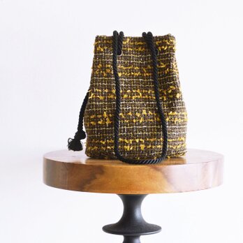 数量限定!チェックファンシーツイード  2way ポシェットマリンバッグ　アンティークアンバー　ミニショルダー　ギフトにも◎