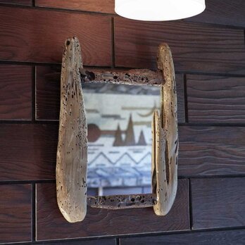 お部屋のポイントに 流木鏡 流木のミラー 卓上ミラー 壁掛けミラー 流木アート 木のインテリア ナチュラルアート 105