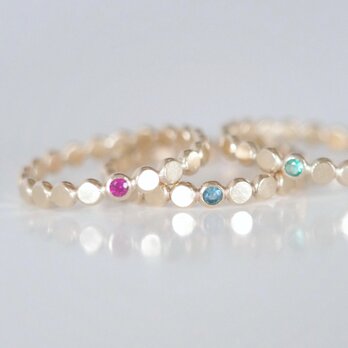 《選べる誕生石》ドットリング 14kgf ピンキーリング対応 ロンドンブルートパーズ 11月誕生石 重ね付け ご褒美 ギフト