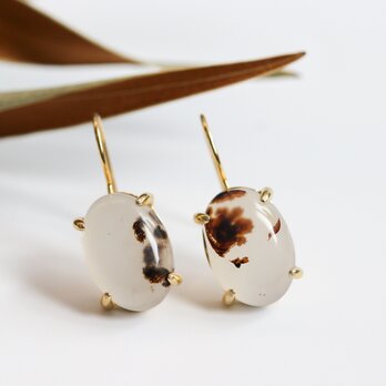 Silver925 × 18KGP｜モンタナモスアゲート【A】モダンな個性が光る天然石ピアス