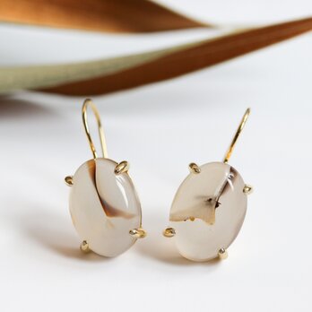 Silver925 × 18KGP｜モンタナモスアゲート【D】モダンな個性が光る天然石ピアス