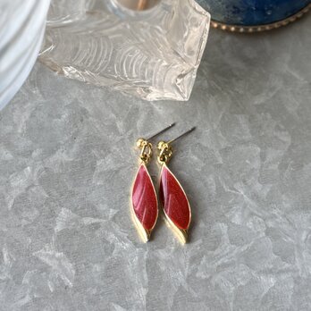 P726-ヴィンテージピアス U.S.A. 1980's Gold Tone Bordeaux Enamel Paint