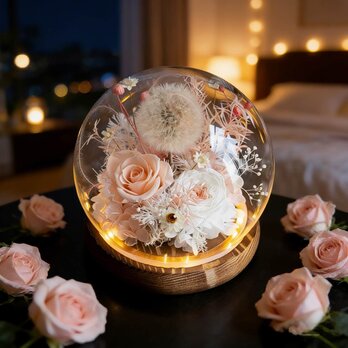 バラ 薔薇 ローズ、希望、ライト、ブーケ、フラワーアレンジメント、プリザーブドフラワー、ドライフラワー アレンジメント 誕生日