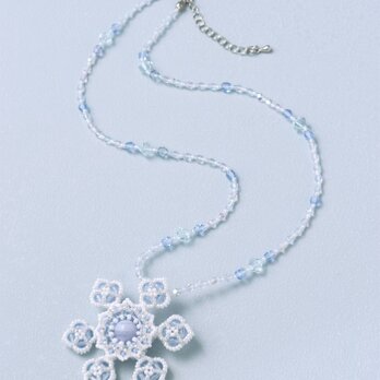 スノーフレークネックレス・ペールブルー・382-2