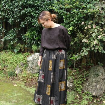 大島紬の着物リメイク ロングスカート